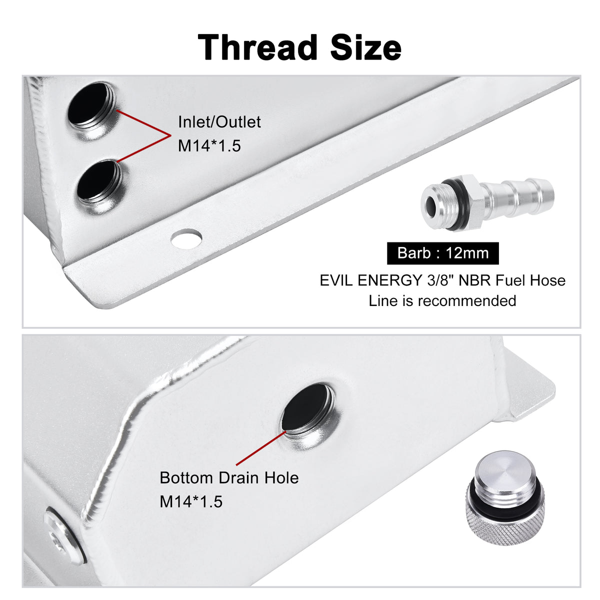 SPEEDWOW Coolant Overflow Reservoir Tank 2L Expansion Catch Can Universal Radiator Reservoir Polished Aluminum Silver