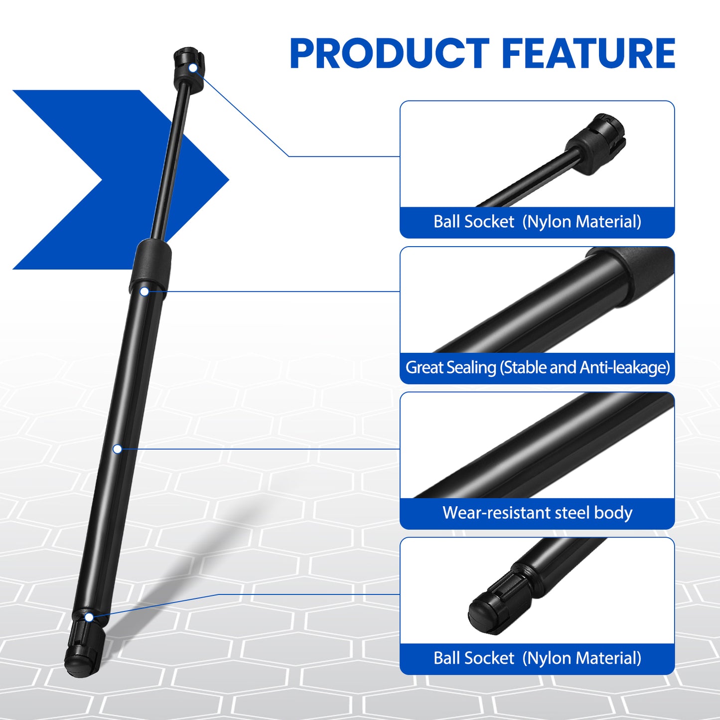 SPEEDWOW 2 Pcs 4339 Front Hood Struts Lift Support, 17.32in 430N Gas Shocks Spring Support Fit for Ford F-250 F-350 F-450 F-550 Super Duty Excursion 1995-2007