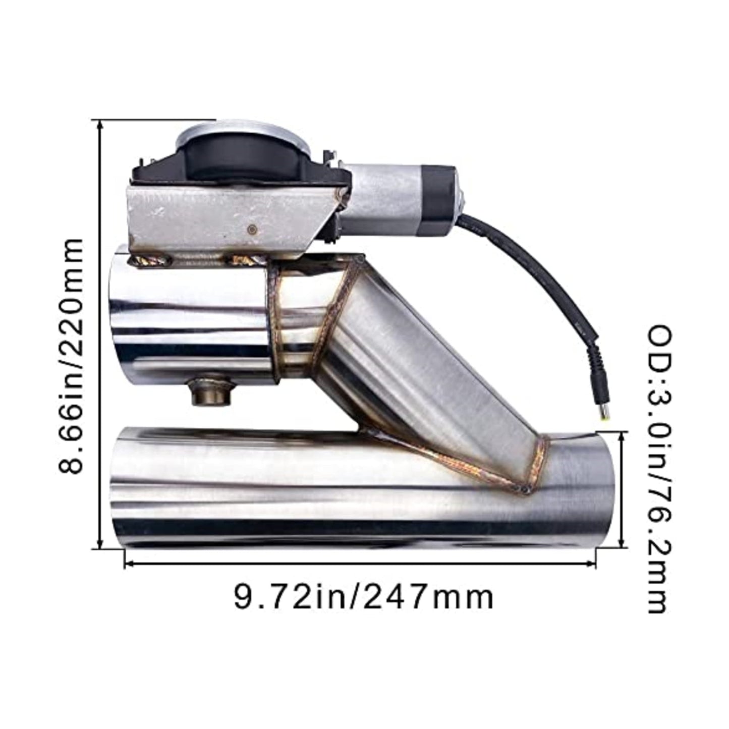 SPEEDWOW Electric Alloy Steel Exhaust Cutout Valve 3.0 Inch Catback Single Y Pipe with One Controller Remote Kit 2pcs
