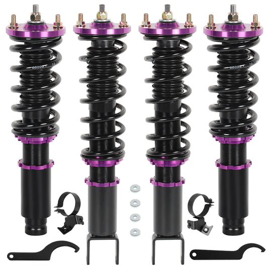 SPEEDWOW Coilovers Shocks Kits for 1988-1991 Honda ED Civic CRX DA Acura Integra, 24 Levels Damper Adjustable Coilovers Suspension Struts Kit, Twin-Tube Lowering Kit