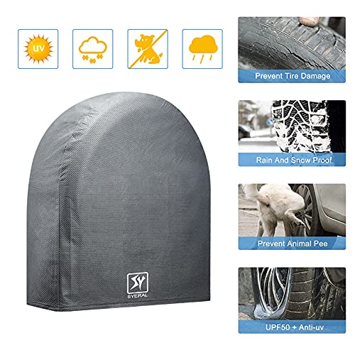 SPEEDWOW Tire Covers Set of 4,Upgraded 5 Layer Nonwoven RV Wheel Covers, Waterproof Anti-UV Snow Sun Rain Tire Protectors Covers for Trailer,Camper,RV,Truck,SUV