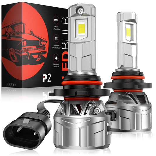High Performance P2 Wide Voltage 9 - 32V 130W 6500K 40000LM IP65 Rated LED Headlight Bulbs 2 Pcs Tailored for 9006/HB4