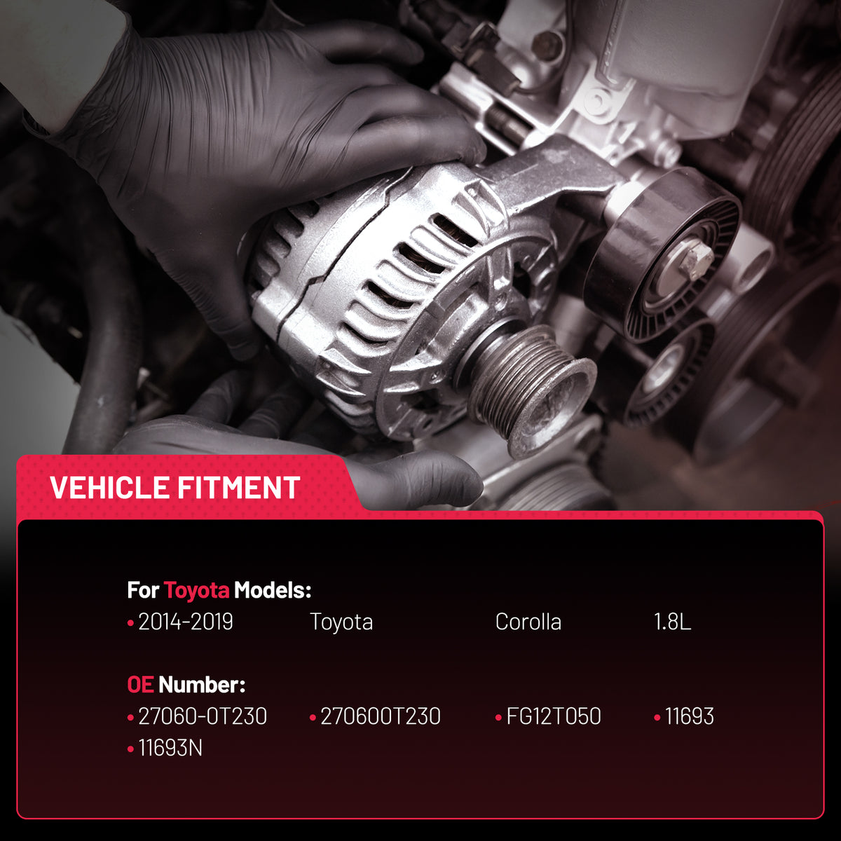 SPEEDWOW 11693 Alternator Compatible with Toyota Corolla 2014-2019 1.8L L4, Fit for 11693N, 27060-0T230, 270600T230, FG12T050