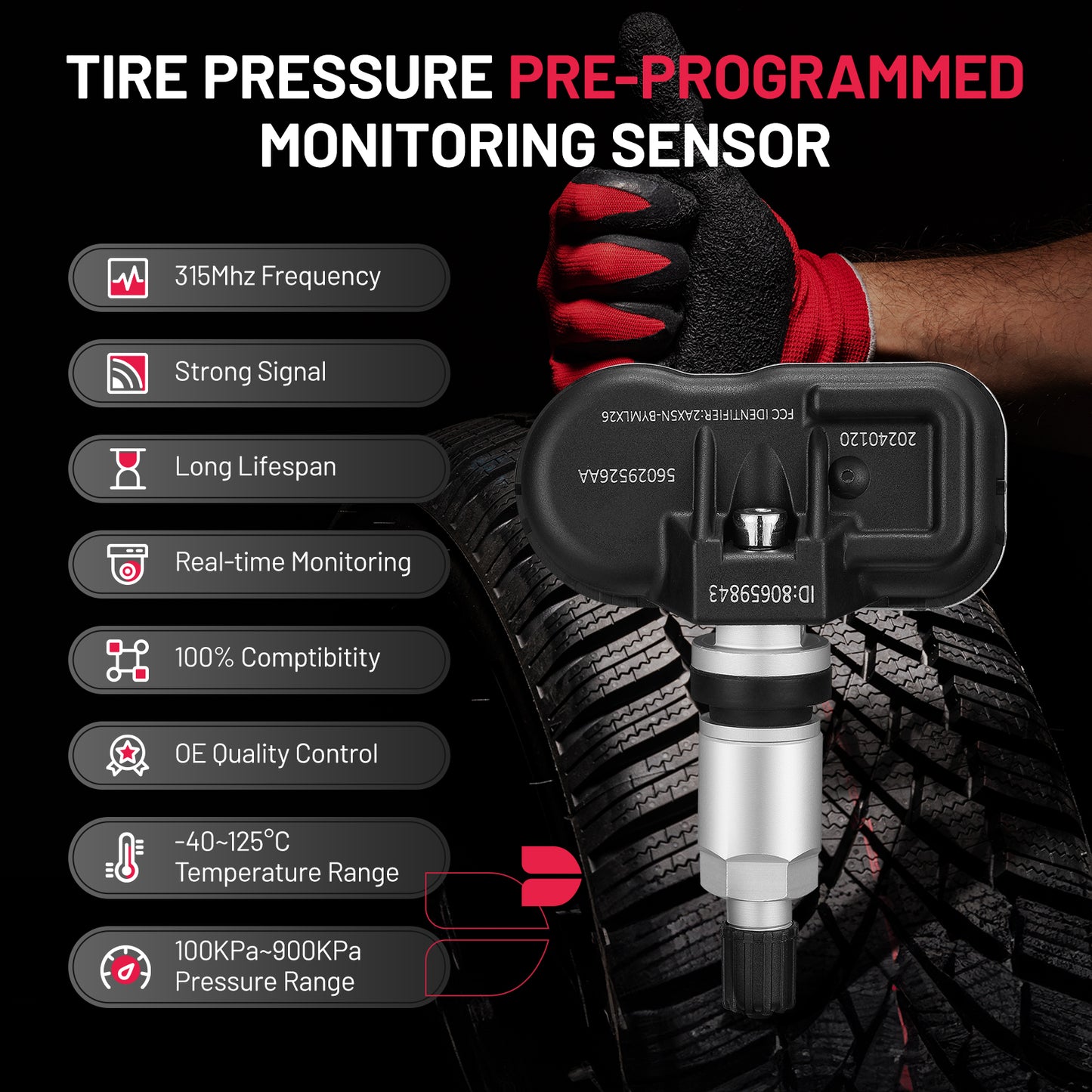 SPEEDWOW 4X TPMS 56029526AA Tire Pressure Monitoring Sensor for Jeep Grand Cherokee Chrysler Dodge