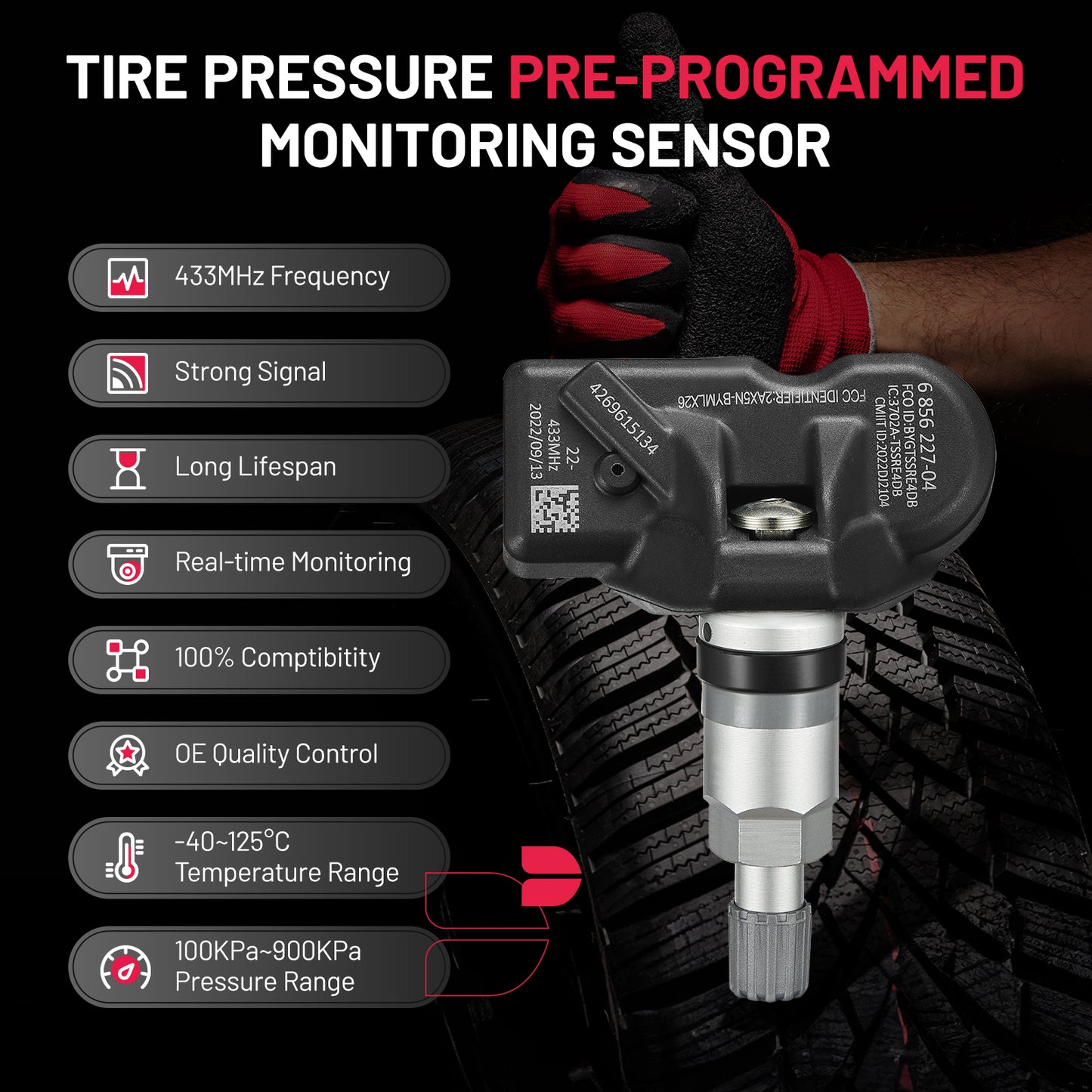 SPEEDWOW TPMS Sensor, 433 MHz Programmed Tire Pressure Monitoring Sensor Fit for BMW Mini M3 M5 M6 X1 X3 X4 X5 X6