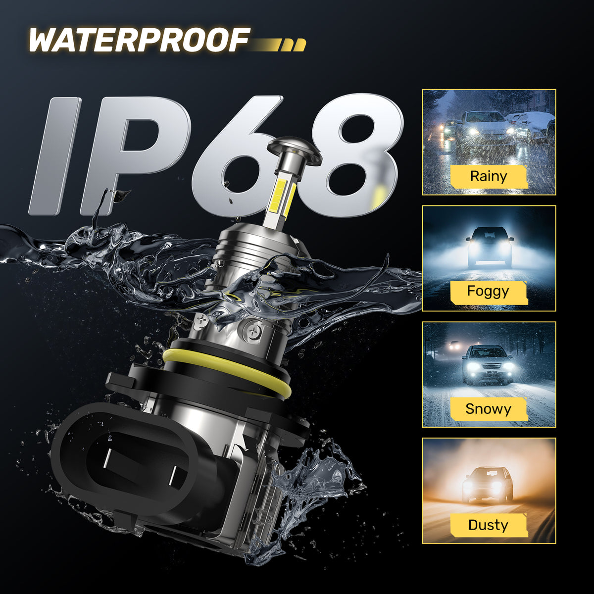SPEEDWOW High Quality 360° Full Illumination 60W 6500K 20000LM IP68 Rated LED Headlight Bulbs (2 Pcs) Perfect Fit for T6F, 9005/HB3