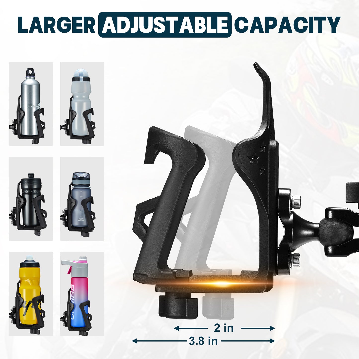 SPEEDWOW Upgraded Motorcycle Handlebar Drink Cup Holder Mount, Double Screw Fixing & Universal Ball 360° Rotation & Adjust Expandable Design, Drink Bottle Holder for Bike Motorcycle Scooter ATV
