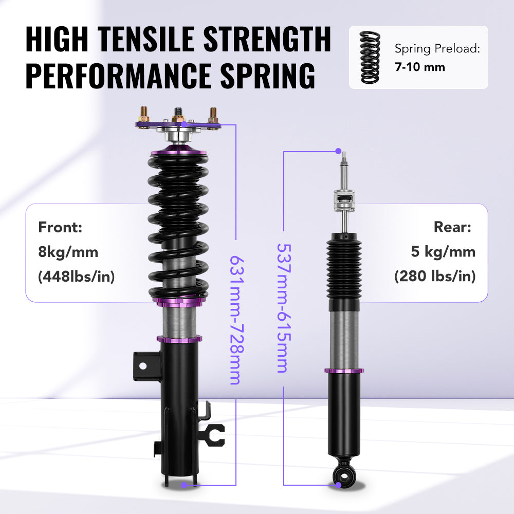 SPEEDWOW Coilovers for 2014 - 2018 Mazda 3, 32 Levels Damper Adjustable Coilovers Suspension Kit Shock Absorbers Struts Lowering Kit