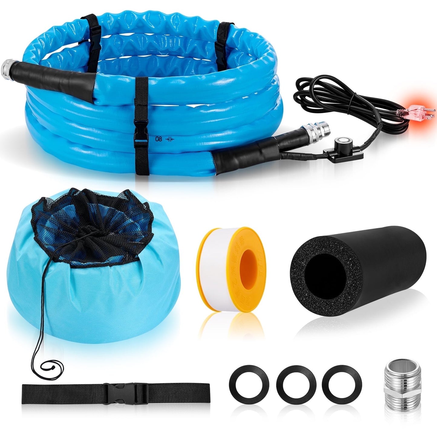 SPEEDWOW 60FT Heavy Duty Heated Drinking Water Hose, Anti-Freeze -45℉/-42°C & Energy-Saving Thermostat for RV Campers/Truck/Home/Garden, BPA FREE, Abrasion-Resistant Cover