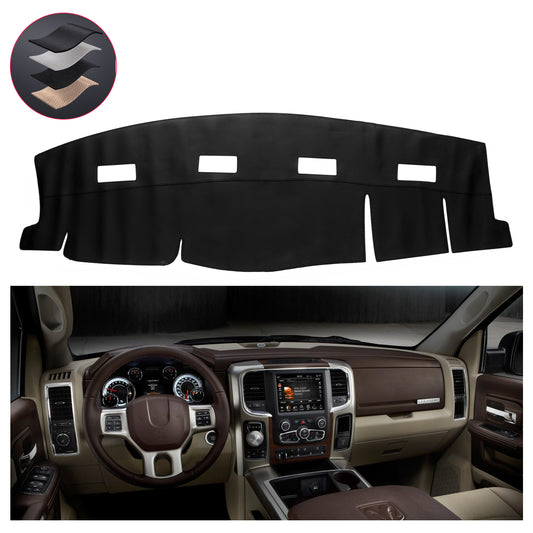 SPEEDWOW PU Leather Dash Pad for 2006 - 2009 Dodge Ram 1500/2500/3500, Sun Protection Anti-Vertigo Mat Blanket, Waterproof Non-Slip Dashboard Cover, Dustproof & Scratch-Resistant, Black