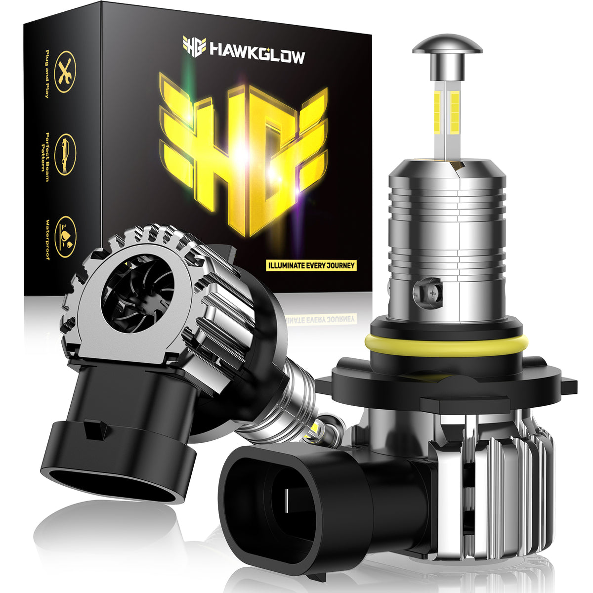 SPEEDWOW High Quality 360° Full Illumination 60W 6500K 20000LM IP68 Rated LED Headlight Bulbs (2 Pcs) Perfect Fit for T6F, 9005/HB3