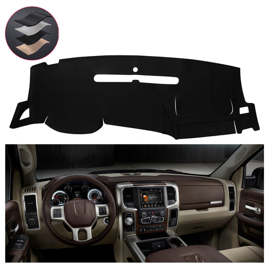 SPEEDWOW PU Leather Dash Pad for 2007 - 2013 GMC Sierra & Chevy Silverado (Models with Two Glove Boxes), Sun Protection Anti-Vertigo Mat Blanket, Waterproof Non-Slip Dashboard Cover, Black