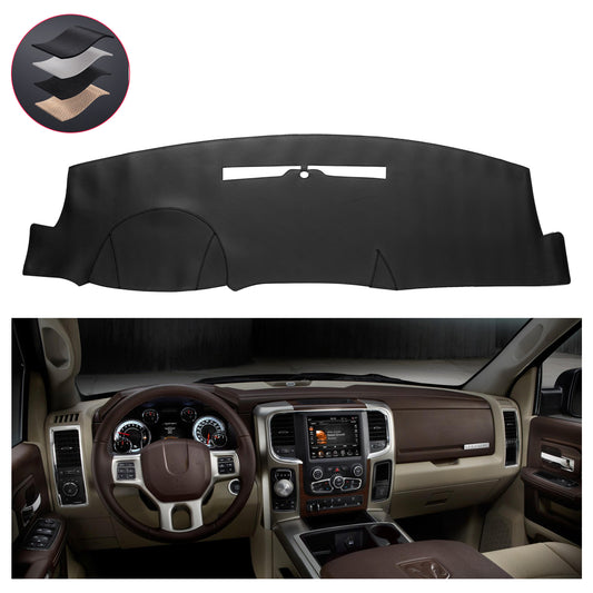 SPEEDWOW PU Leather Dash Pad for 2014 - 2018 Chevy Silverado 1500 & 2014 - 2019 GMC Sierra (1500/2500HD/3500HD), Sun Protection Anti-Vertigo Mat Blanket, Waterproof Non-Slip Dashboard Cover, Black