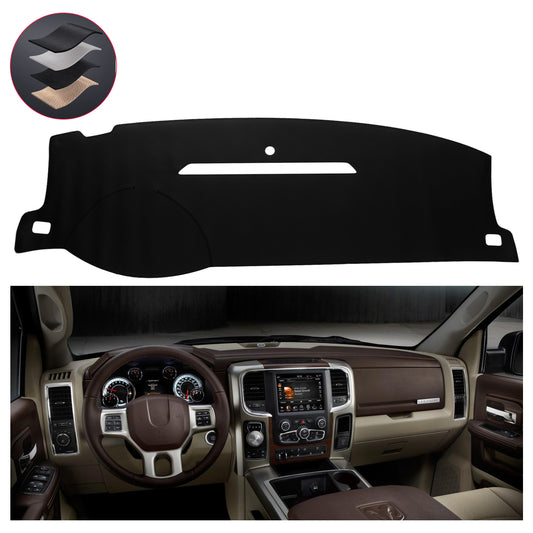 SPEEDWOW PU Leather Dash Pad for 2007 - 2013 Silverado & Sierra, 2007 - 2014 Tahoe, Suburban, Avalanche, Yukon, Sun Protection Anti-Vertigo Mat Blanket, Waterproof Non-Slip Dashboard Cover, Black