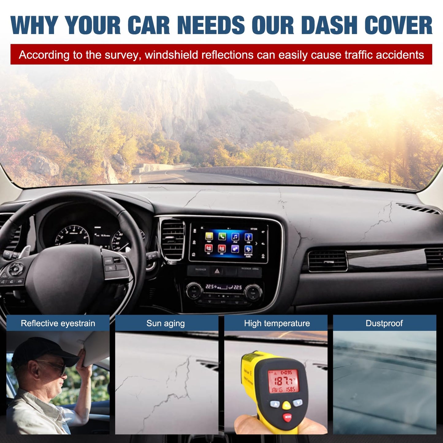 SPEEDWOW Dashboard Dash Cover Mat Carpet Compatible with 2002 2003 2004 2005 2006 Toyota Camry