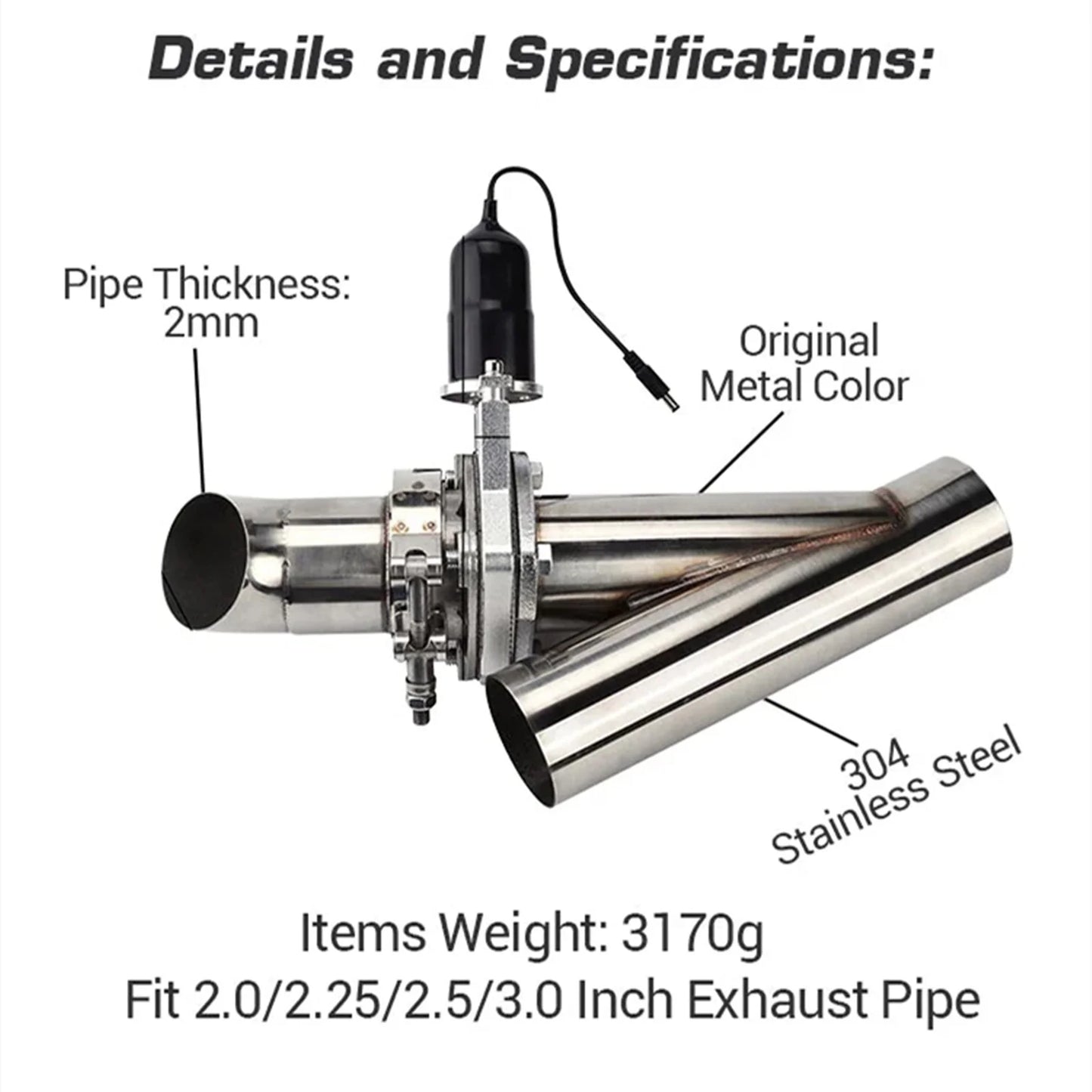 SPEEDWOW 2.0 Inch Remote Electric Exhaust Cutout Kit, Adjustable, 2-Pack
