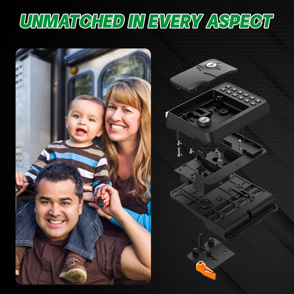 RV Door Lock Replacement Keyless Entry Keypad, Backlit Keypad Camper Door Latch Handle, Patented Security Technology with Remote Control & Mechanical for Camper Trailer, Cargo Hauler