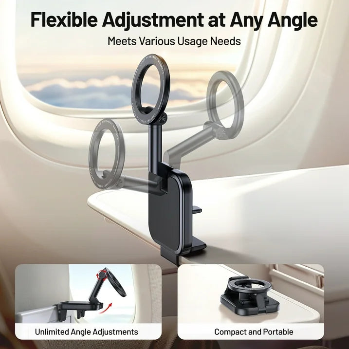 SPEEDWOW Magnetic Airplane Phone Holder, 360° Rotation Adjustable Foldable Phone Stand for Desk, Universal Travel Tablet Stand, Car Mounts Fits IPhone
