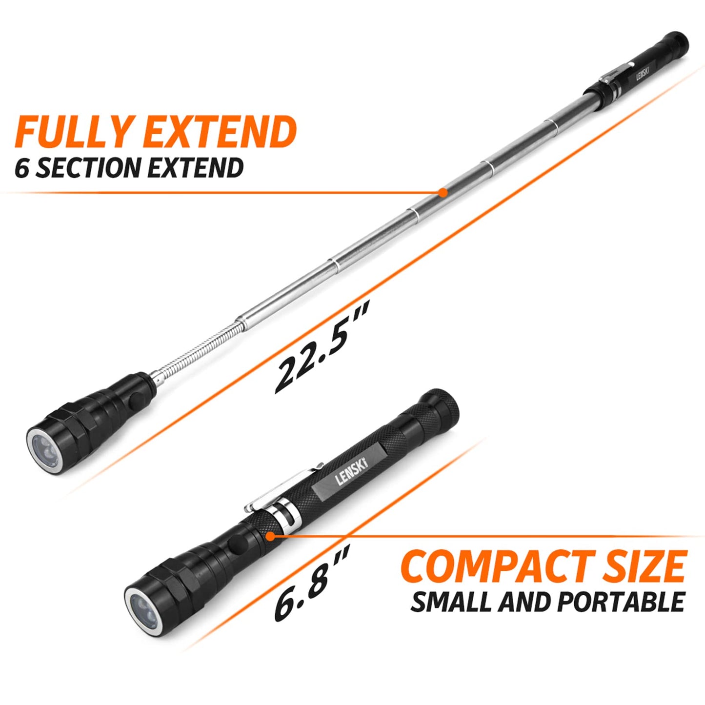 Speedwow Magnetic Pickup Tool with LED Light, Extendable Flashlight for Men, Cool Father’s Day Gifts for Dad, Husband, Grandpa, Car & Home Use