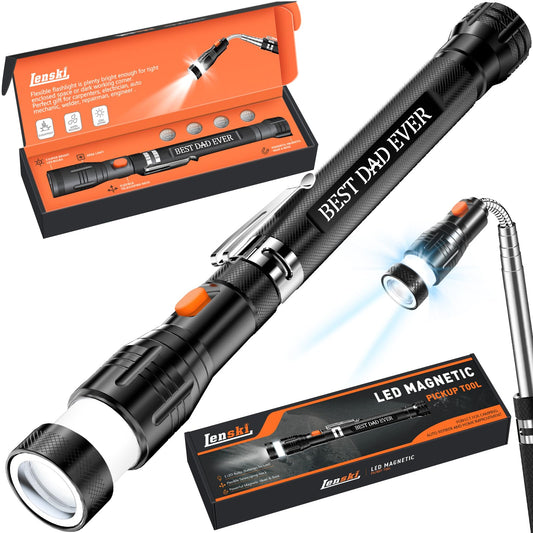 Speedwow Magnetic Pickup Tool with LED Light, Extendable Flashlight for Men, Cool Father’s Day Gifts for Dad, Husband, Grandpa, Car & Home Use