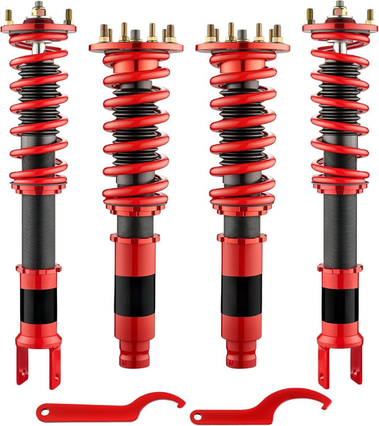 SPEEDWOW Coilovers Shocks Kits for 2008-2012 Honda Acoord VIII Sedan/Coupe, Acura TSX 2009-2014, 24 Levels Damper Adjustable Coilovers Suspension Struts Kit£¬Red