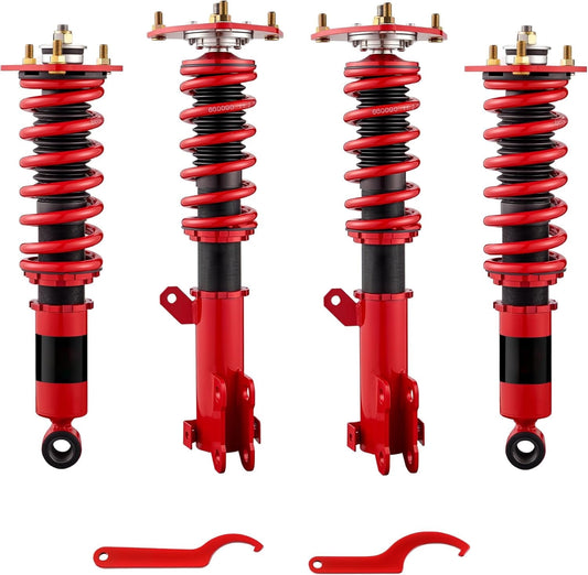 SPEEDWOW Coilovers Shocks Kits for 2006-2012 Mitsubishi Eclipse IV, 2004-2012 Mitsubishi Galant, 24 Levels Damper Adjustable Coilovers Suspension Struts Kit,Red
