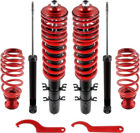 SPEEDWOW Coilovers Kits for 1998-2007 Volkswagen Golf MK4, 1998-2010 Volkswagen New Beetle,1999-2005 Volkswagen Jetta MK4, 24 Levels Damper Adjustable Coilovers Suspension Kit£¬Red