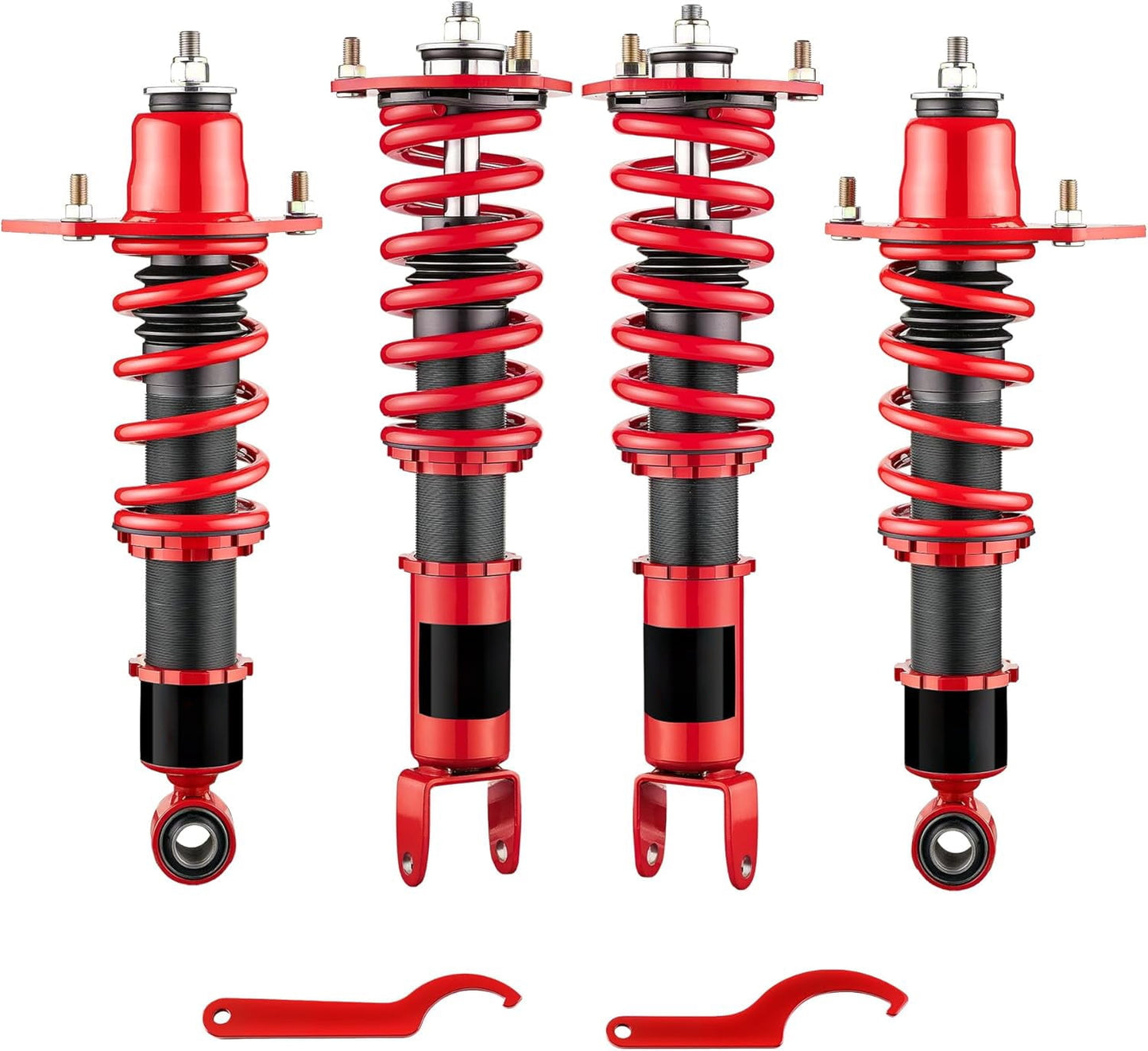 SPEEDWOW Coilovers Kits for 1994-2004 Ford Mustang, 24 Levels Damper Adjustable Coilovers Suspension Kit Shock Absorbers Struts Coilover Lowering Kit,Red