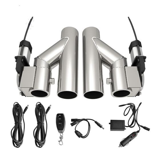SPEEDWOW Electric Alloy Steel Exhaust Cutout Valve 3.0 Inch Catback Single Y Pipe with One Controller Remote Kit 2pcs
