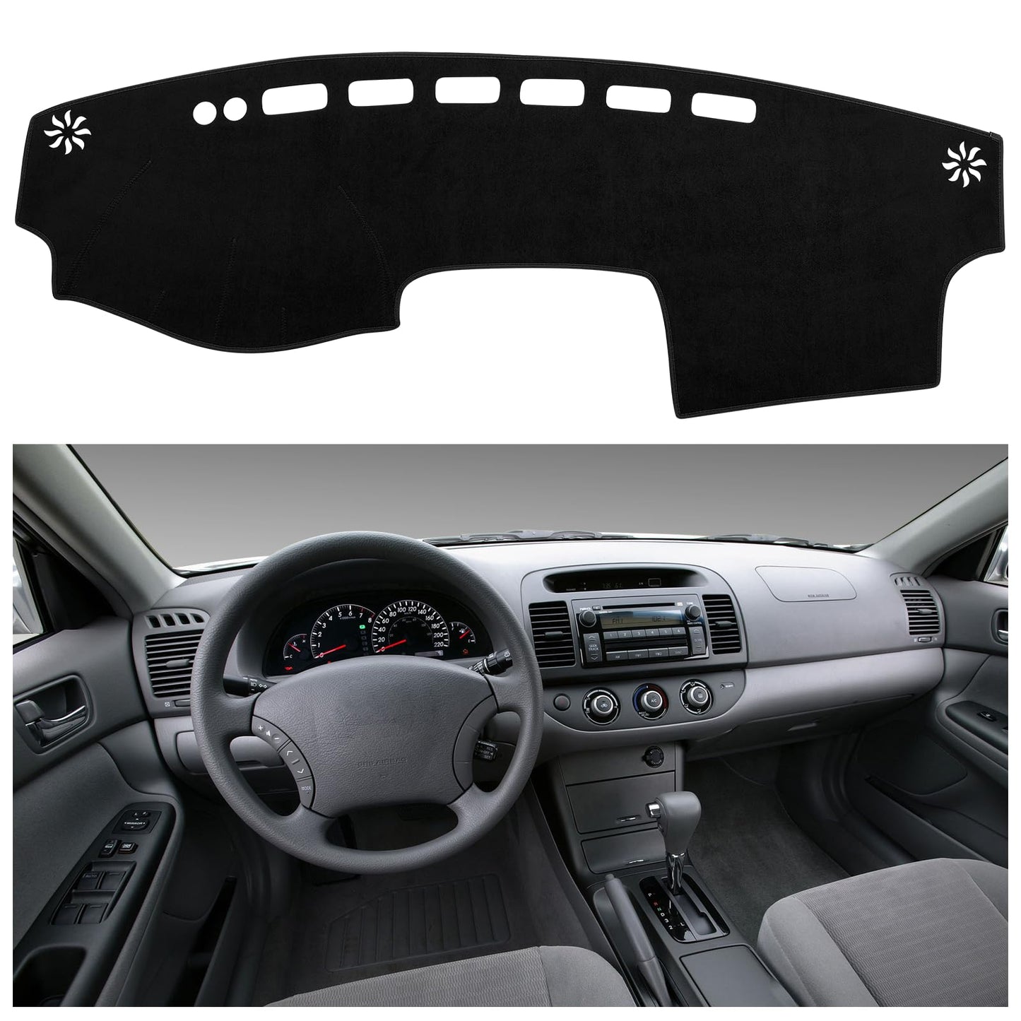 SPEEDWOW Premium Black Dashboard Cover Mat Carpet Tailored Fit for 2002-2006 Toyota Camry Dashboards