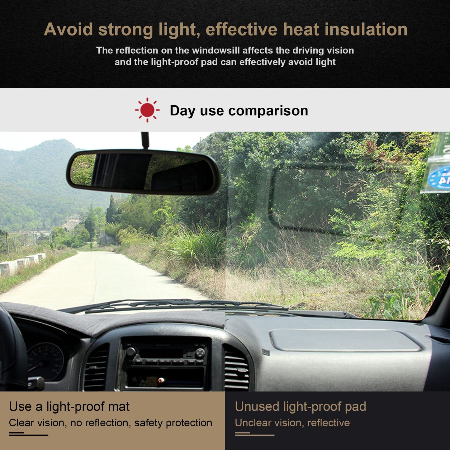 SPEEDWOW Dash Cover, Car Dashboard Cover Mat Carpet Fit for 2014-2018 Chevy/GMC, Sun Protection Non-Slip Suede Dashboard Pad, Gray