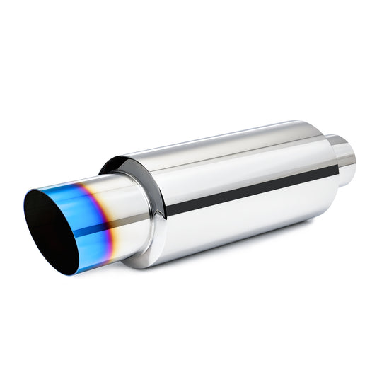 SPEEDWOW 2.25" Inlet 3" Outlet Exhaust Muffler, Straight Through Stainless Steel Exhaust Tip 15" Length Universal for Car Sedan SUV Truck Vehicles (Burnt)