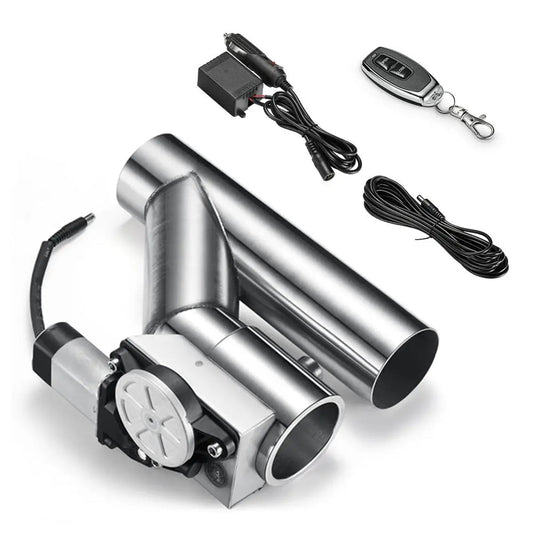 SPEEDWOW One-Piece Electric Exhaust Cutout Valve 2.5 Inch Catback Single Y Pipe with One Controller Remote Kit