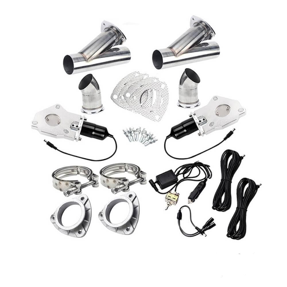 SPEEDWOW 2.5 Inch Dual Electric Exhaust Cutout Valve Remote Switch