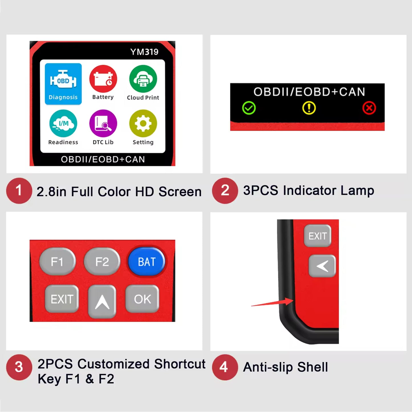 SPEEDWOW OBD2 Scanner for All Vehicles Since 1996, Car Code Reader Diagnostic Tool with Check Engine Light Reset, Live Data, Battery Test, Freeze Frame, Plug & Play, 2.8" Color Display