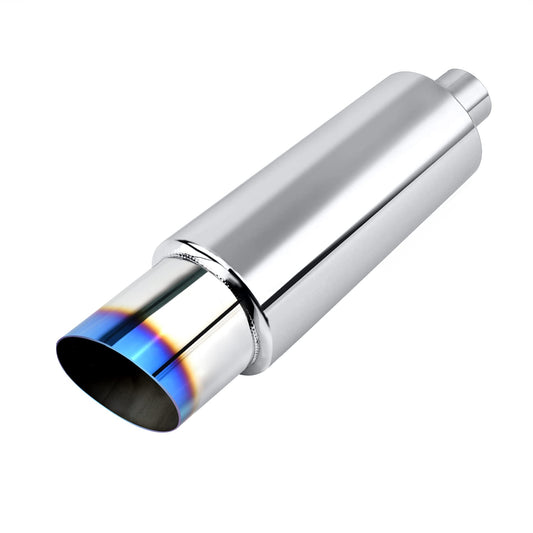 SPEEDWOW Exhaust Muffler, Straight Through Stainless Steel Exhaust Tip 15" Length 2.25" Inlet 3" Outlet Universal for Car Sedan SUV Truck Vehicles (Burnt)
