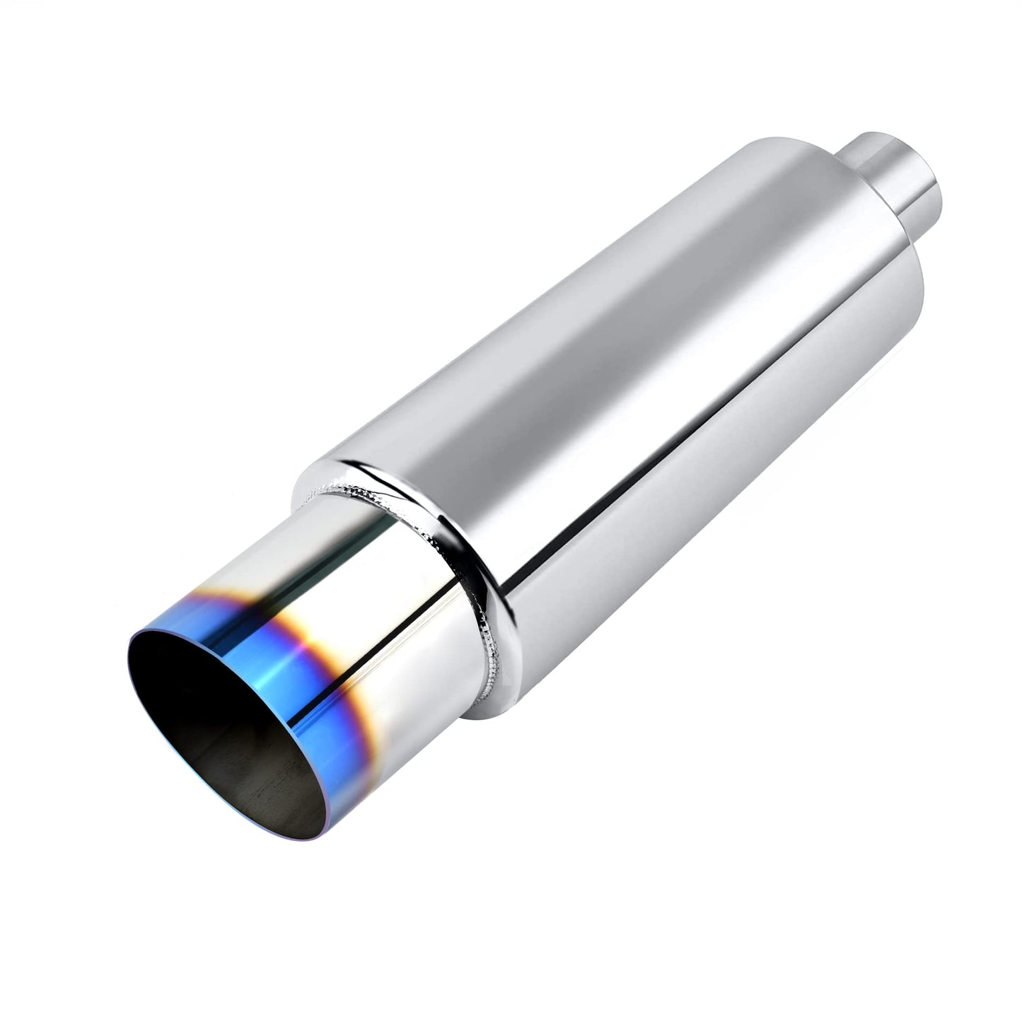 Exhaust Muffler, Straight Through Stainless Steel Exhaust Tip 18.5" Length 2.5" Inlet 4" Outlet Universal for Car Sedan SUV Truck Vehicles (Burnt)