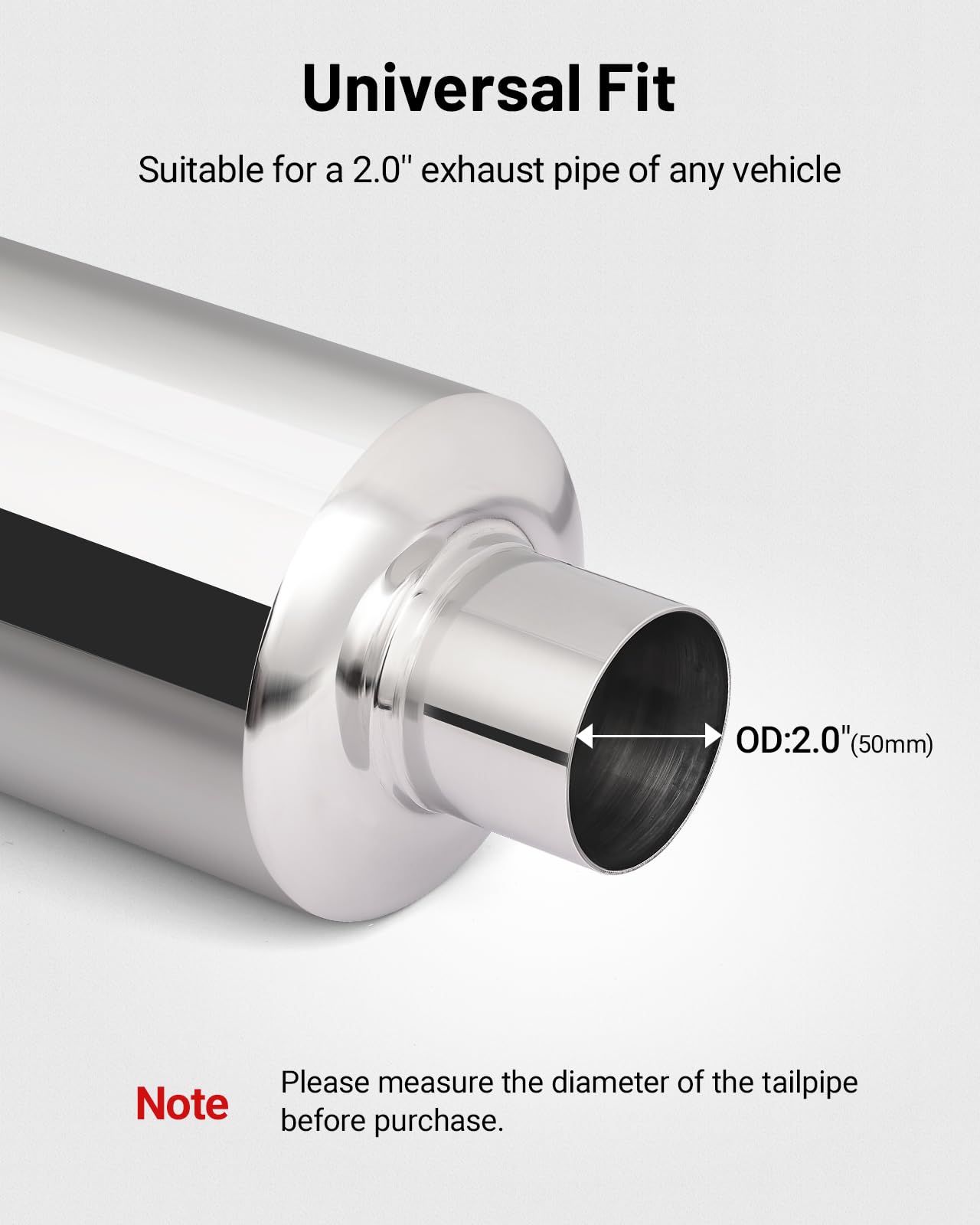 SPEEDWOW Exhaust Muffler, Straight Through Stainless Steel Exhaust Tip 15" Length 2" Inlet 3" Outlet, 1 Pack