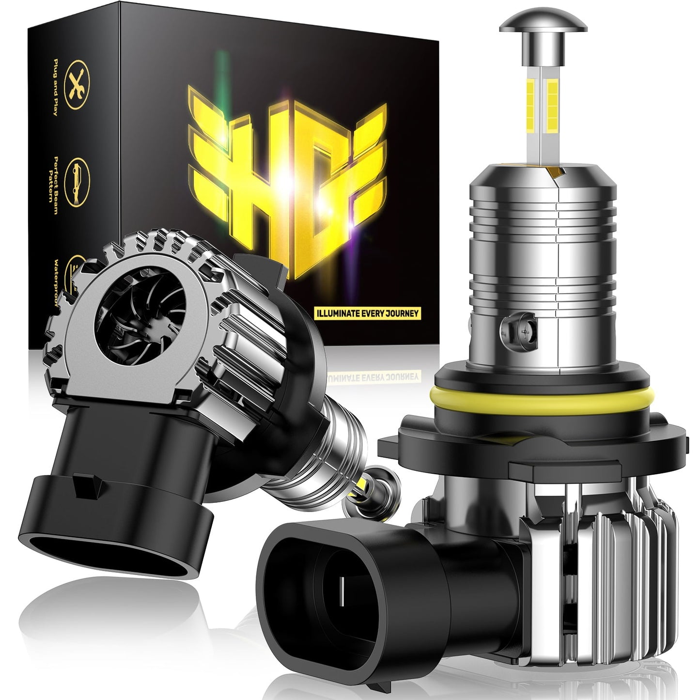 360¡ã Full IIlumination T6F 9006/HB4 60W 6500K White 20000LM IP68 LED Headlight Bulbs 2 Pcs