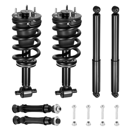 2PCS Front and 2PCS Rear Shock Absorbers and 2PCS Front Balance Bar Absorber kit Compatible with Chevy GMC Silverado Sierra 1500 Replacement Struts Shocks Assembly for 239112 4345074 K700432