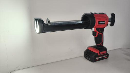 SPEEDWOW Electric Caulking Gun, Cordless Caulking Gun w/ 2 Batteries, 9Pcs Silicone Caulking Tools, 4 Adjustable Speeds, LED Light, 10OZ/300ML Caulk Gun Drip-Free Adhesive for Filling, Sealing