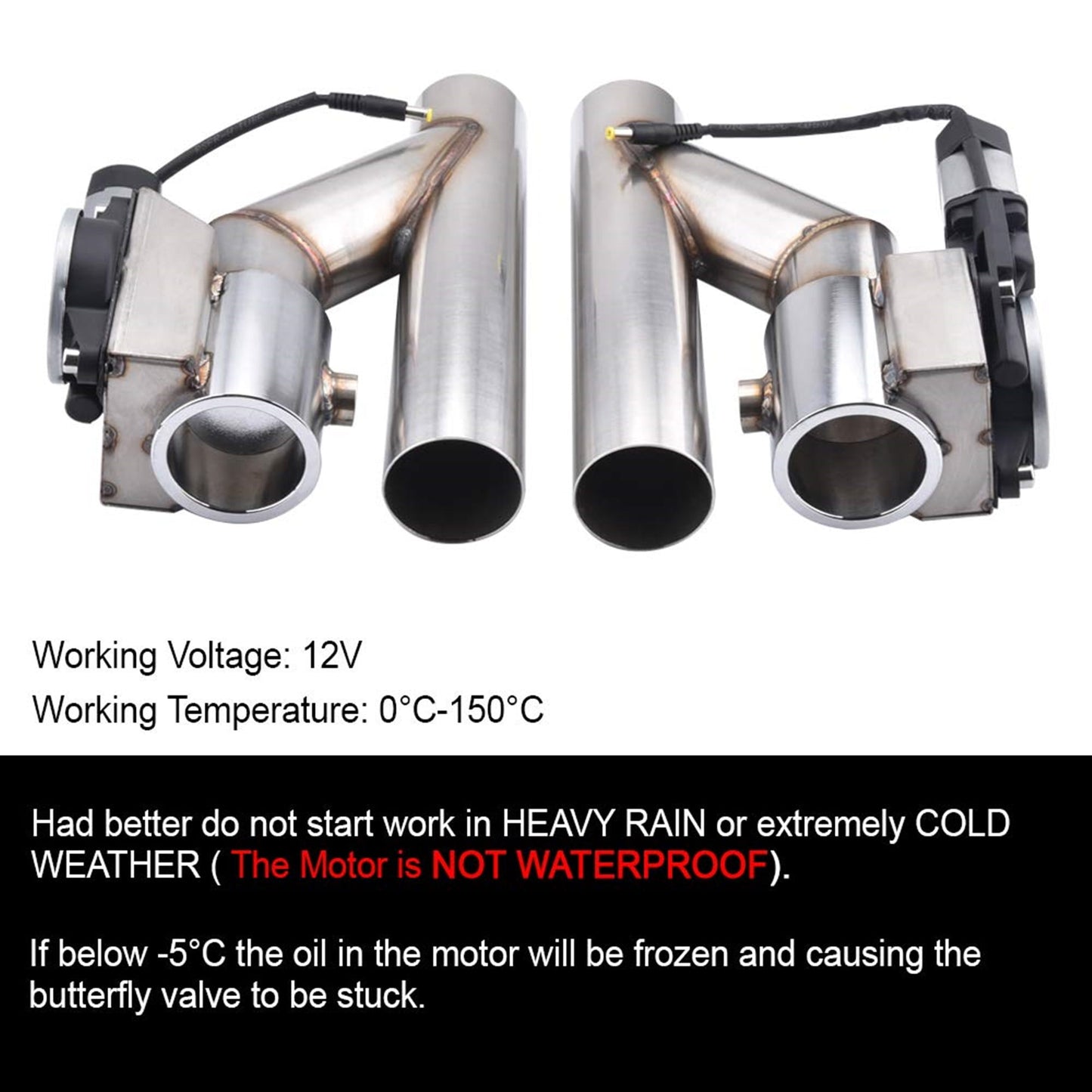 SPEEDWOW Electric Alloy Steel Exhaust Cutout Valve 3.0 Inch Catback Single Y Pipe with One Controller Remote Kit 2pcs