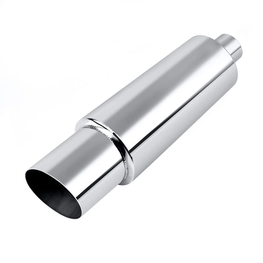 Exhaust Muffler, Straight Through Stainless Steel Exhaust Tip 15" Length 2" Inlet 3" Outlet Universal for Car Sedan SUV Truck Vehicles (Non Burnt)