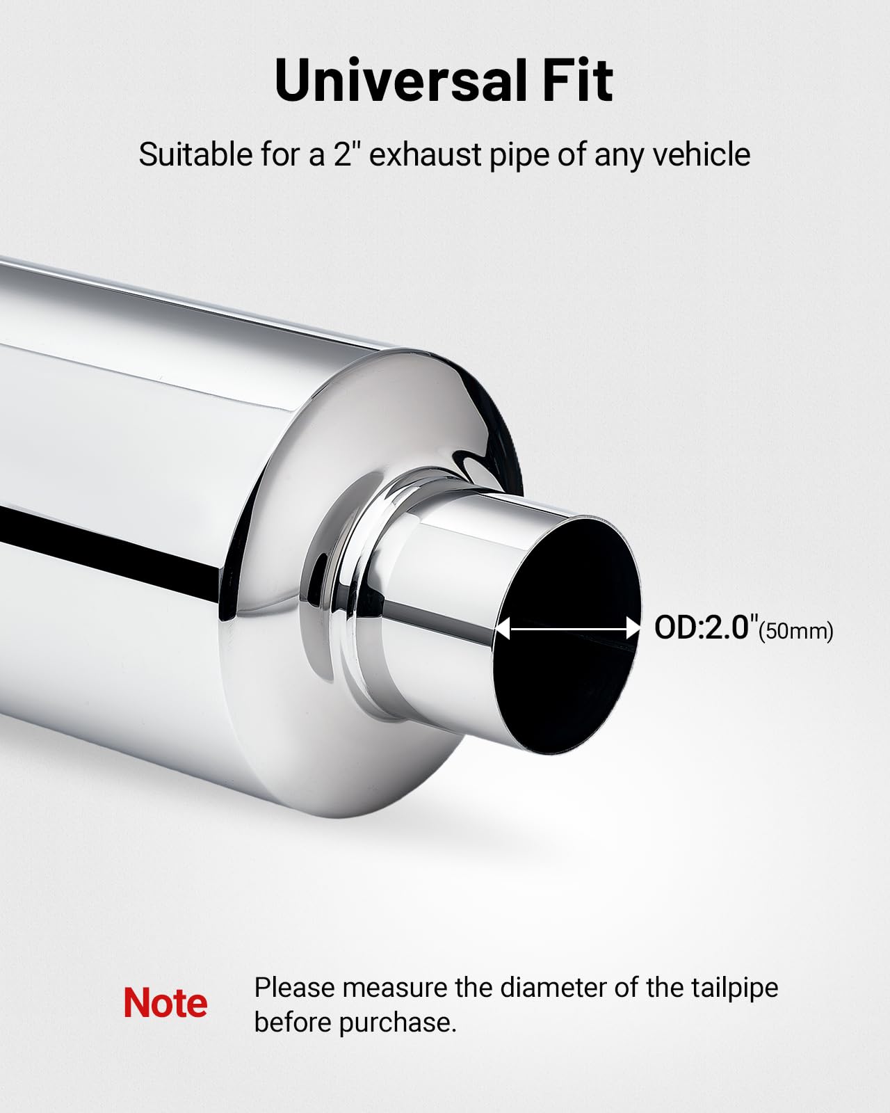 Exhaust Muffler, Straight Through Stainless Steel Exhaust Tip 15" Length 2" Inlet 3" Outlet Universal for Car Sedan SUV Truck Vehicles (Non Burnt)