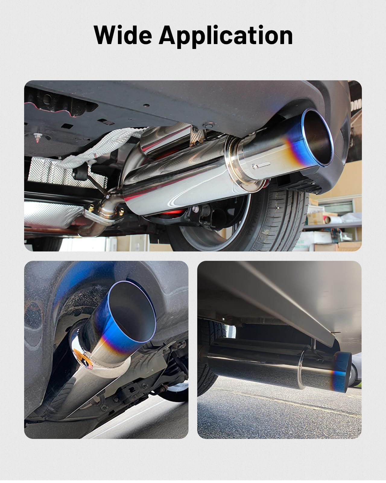 Exhaust Muffler, Straight Through Stainless Steel Exhaust Tip 15" Length 2" Inlet 3" Outlet Universal for Car Sedan SUV Truck Vehicles (Non Burnt)