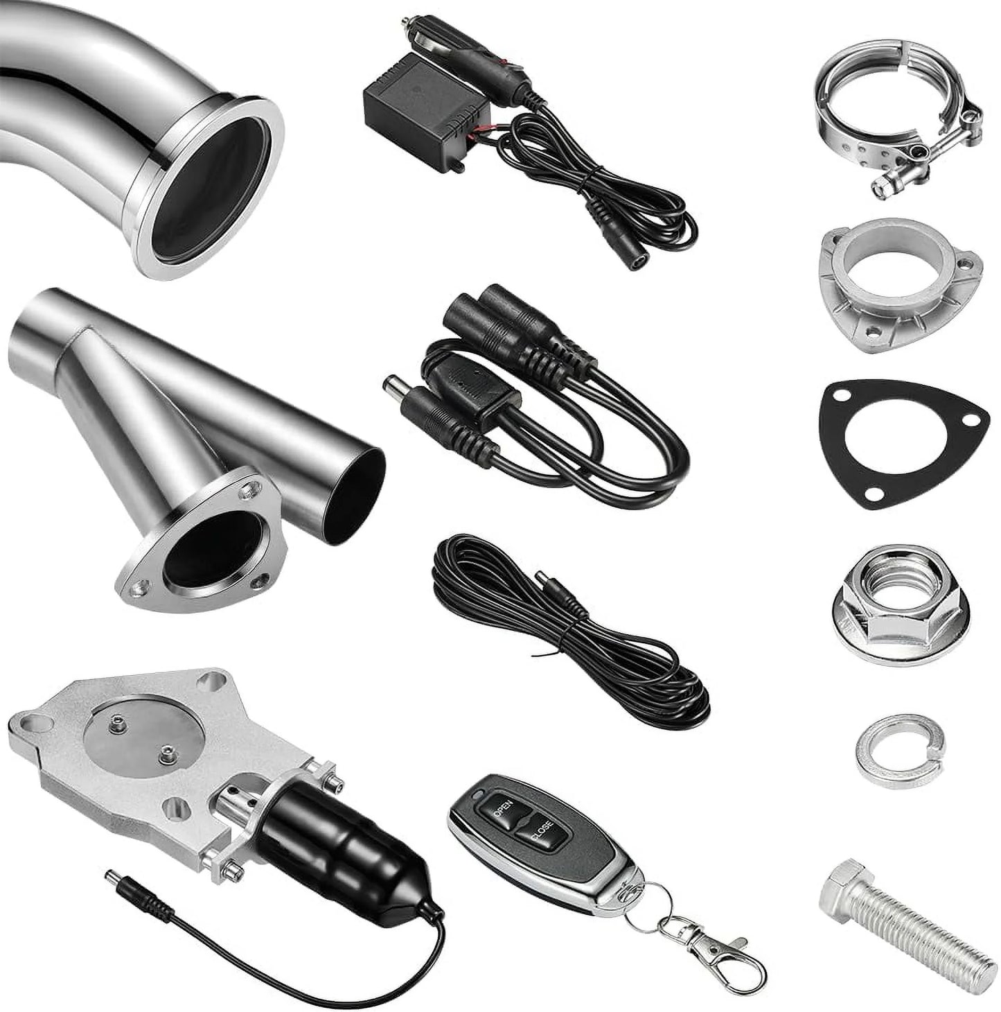 SPEEDWOW 2.0 Inch Remote Electric Exhaust Cutout Kit, Adjustable, 2-Pack