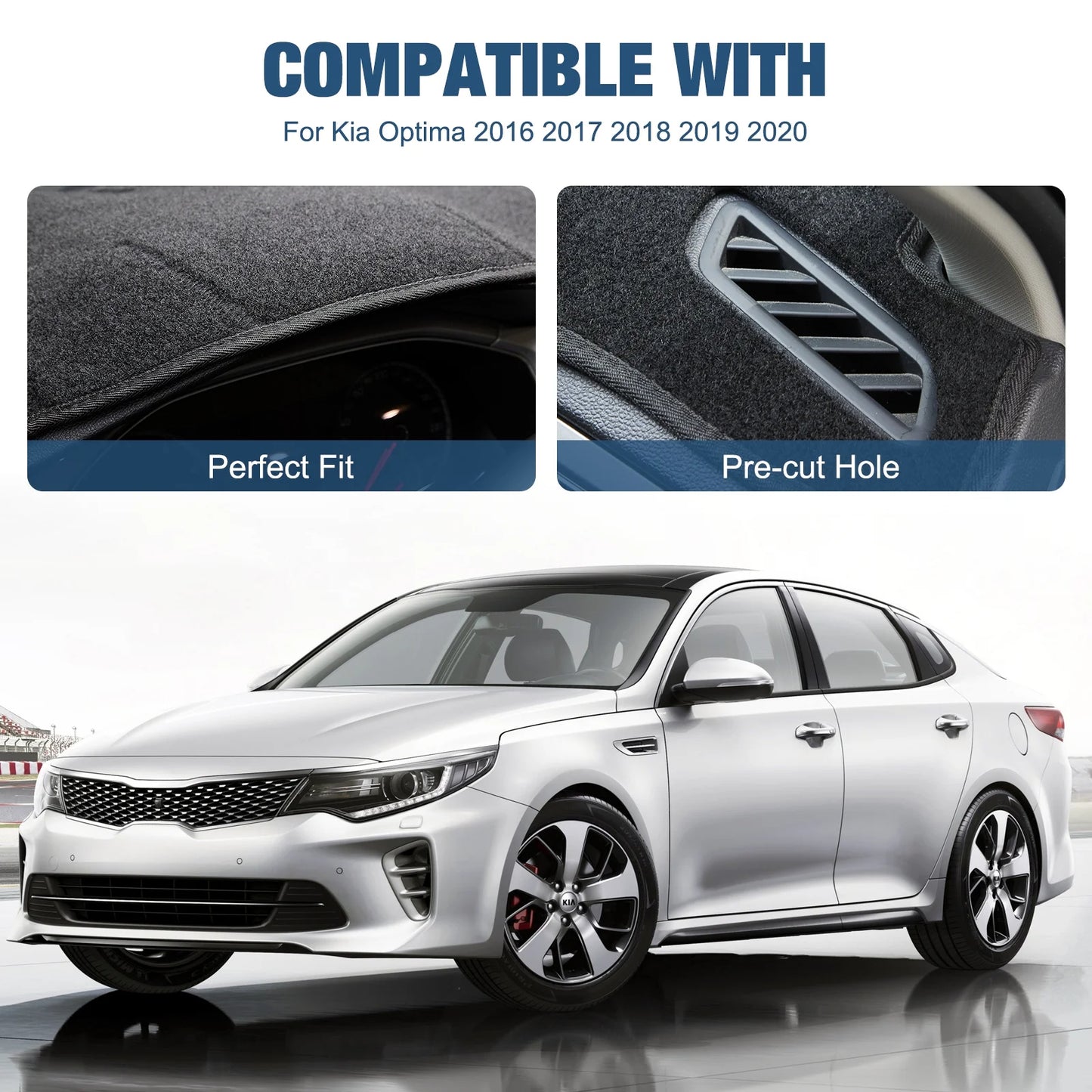 SPEEDWOW Dashboard Dash Cover Mat Carpet Compatible with 2016 2017 2018 2019 2020 Kia Optima