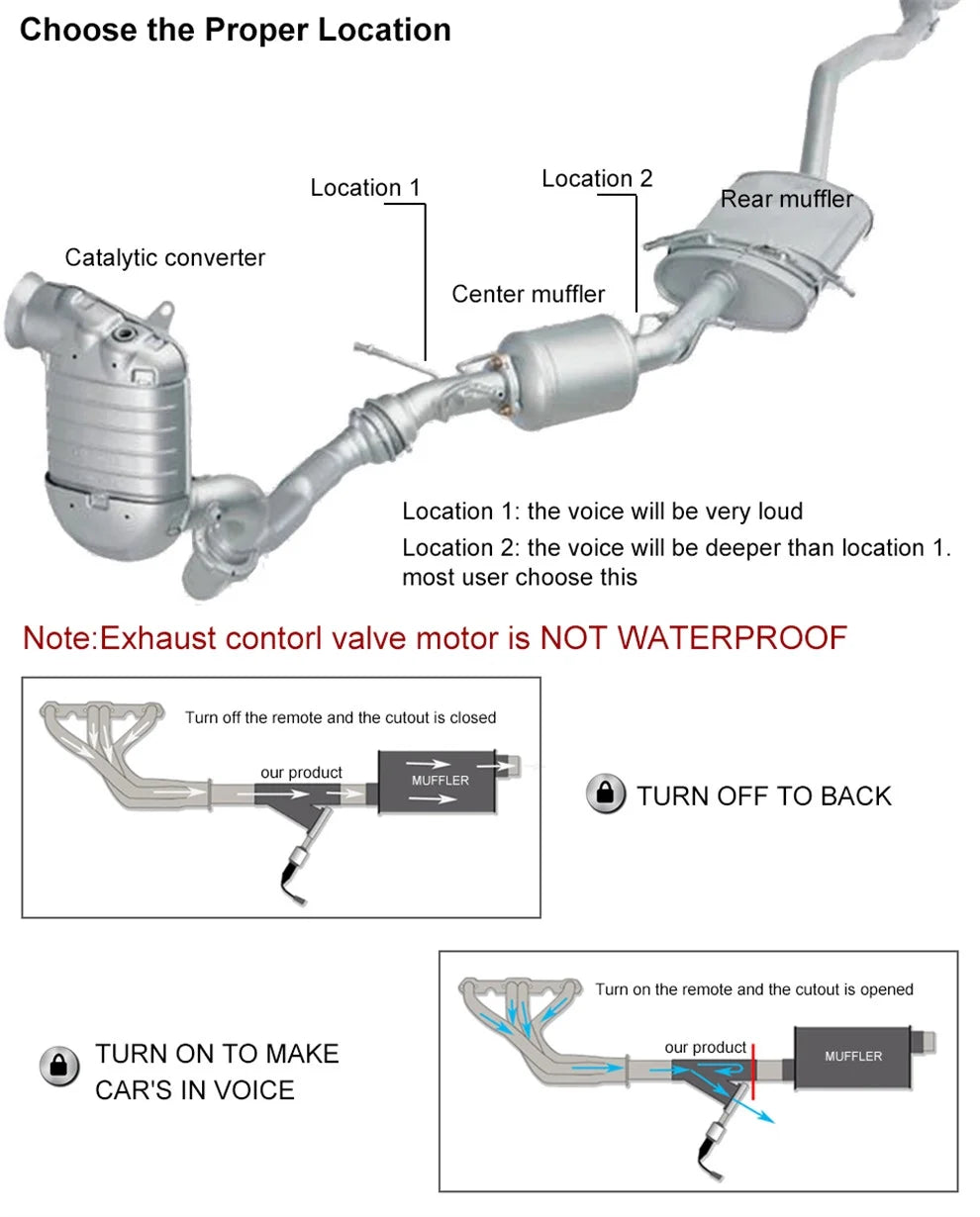 SPEEDWOW Electric Exhaust Cutout 2.25 Inch with Elbow Muffler Valvetronic Exhaust Valve Kit (1 Controller, 1 Valve)