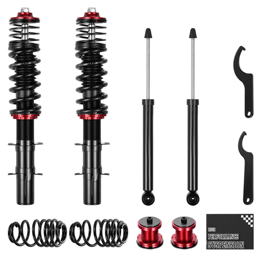 SPEEDWOW Coilovers Kits for 1998-2007 Volkswagen Golf MK4, 1998-2010 Volkswagen New Beetle,1999-2005 Volkswagen Jetta MK4, 24 Levels Damper Adjustable Coilovers Suspension Kit£¬Black